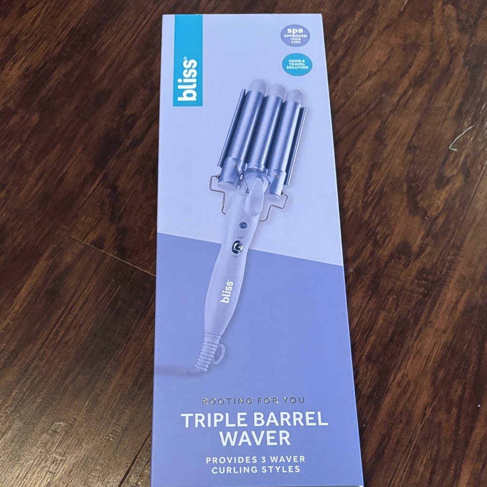 Bliss Triple Barrel Waver in Blue and White